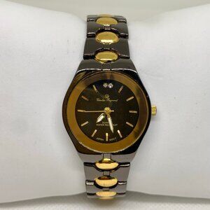 Charles Raymond women watch brown gold tone 28mm round case quartz 7.5” running